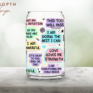 Mom’s Self Love Cup Png, 16oz Libbey Glass Can Png file Cup Wrap, Mom Sublimation Wrap, Mom Affirmation Png, Mom Daily Affirmations Png image 7