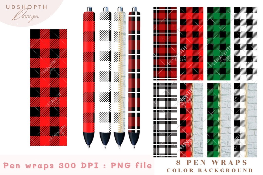 Buffalo Plaid Pen Wrap, Christmas Pen Wrap PNG, Buffalo Plaid Bundle ...