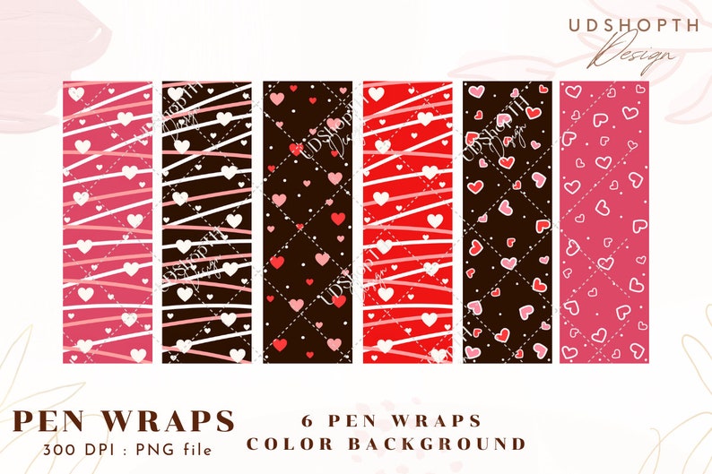 Valentines Pen Wraps, Pen Wrap PNG, Valentines Day Bundle Glitter ...