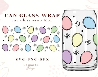 Easter Eggs Wraps SVG, Happy Easter Svg, Easter SVG, Flowers Wrap for Libbey 16oz, Libbey glass svg, beer can glass svg, soda can svg