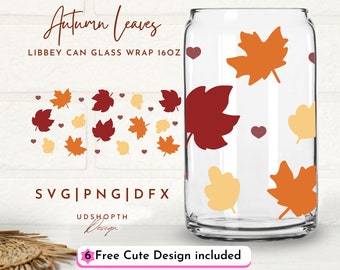 Hojas de otoño Svg, 16oz Libbey Can Glass Svg, Fall Vibes Svg, Cute Fall Svg, Hello Fall Svg, Autumn Fall Season Svg, Happy Fall, Autumn Leaf