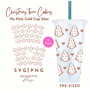 Christmas Tree Cookies 24oz Cold Cup, No Hole Cold Cup Svg, Cold Cup Wrap Svg, Cute Christmas, Christmas Cold Cup Svg, Xmas Tree Svg