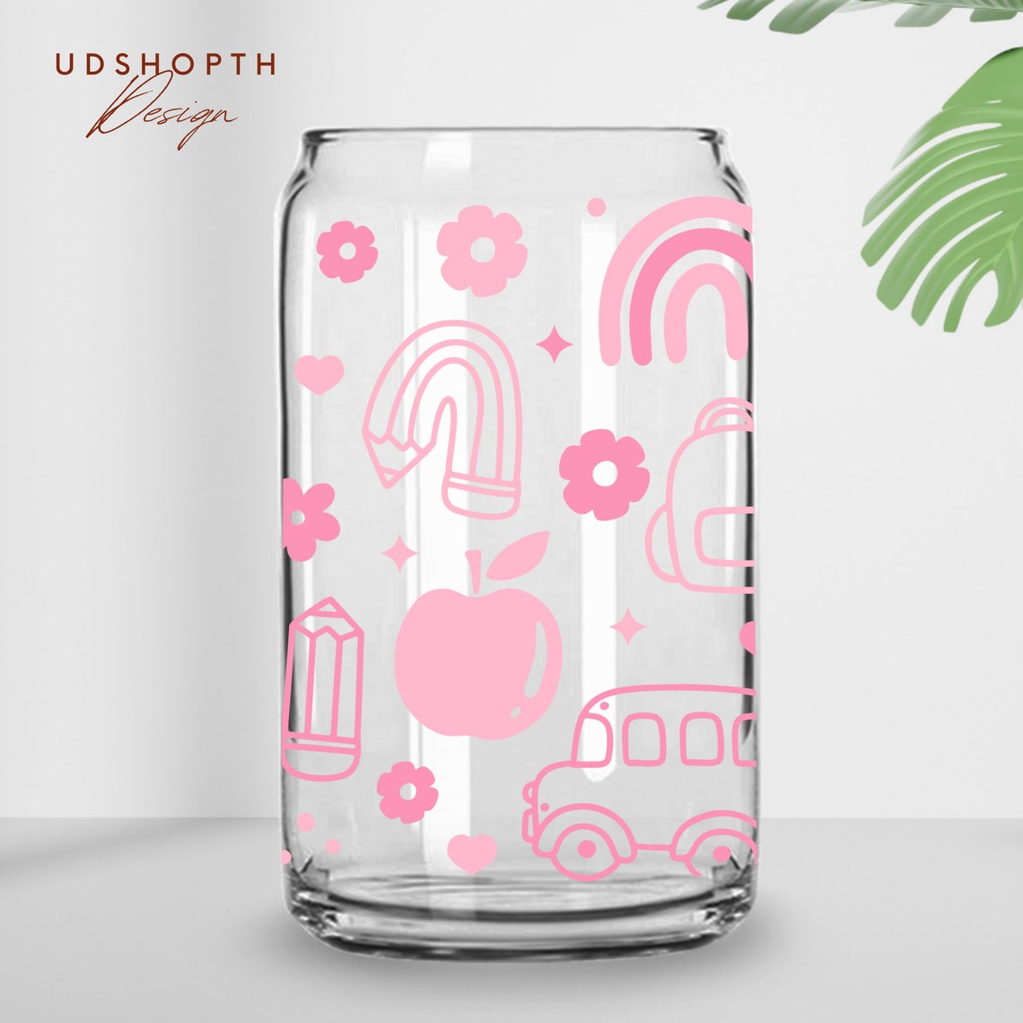 Back to School Svg, 16oz Libbey Glass Can Svg, Pencil Apple Svg ...