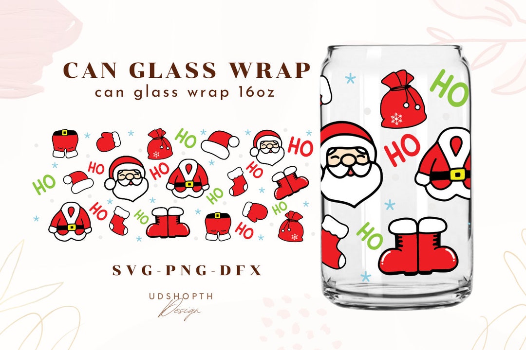 Santa Claus Can Glass Wraps SVG, Christmas Can Wrap SVG, Christmas ...