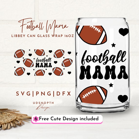 Football Mama Svg, Cheer Mom Svg, 16oz Libbey Can Glass Svg, Football Heart Svg, Sport Svg, Game Day Svg, Love Football Svg, Football season