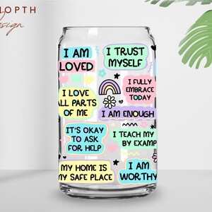 Mom’s Self Love Cup Png, 16oz Libbey Glass Can Png file Cup Wrap, Mom Sublimation Wrap, Mom Affirmation Png, Mom Daily Affirmations Png image 6