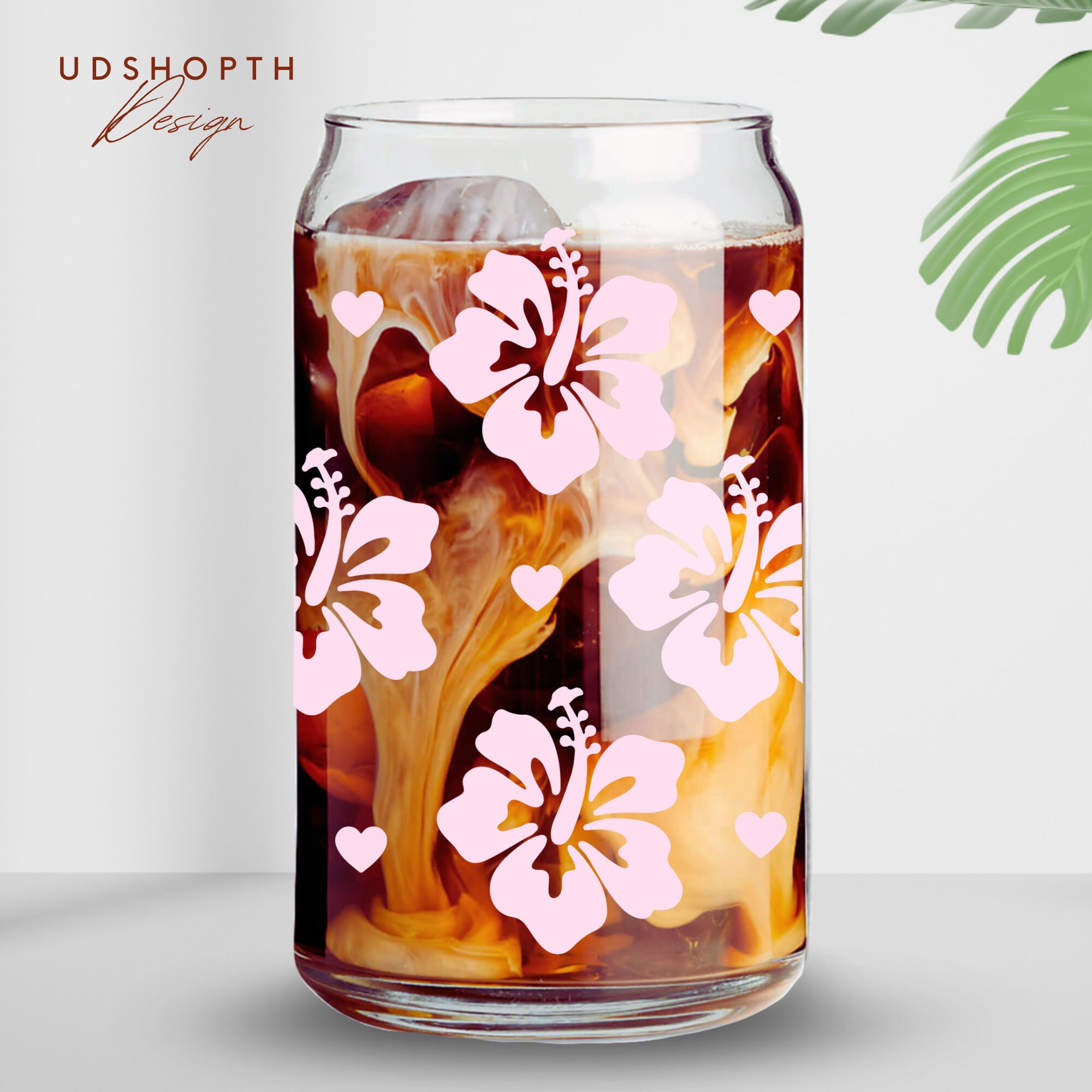Hibiscus Flower Glass Can Svg, 16oz Libbey Wrap Svg, Summer Svg, Cute ...