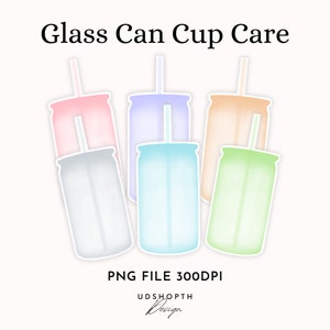 Tassenpflege Png, Tassenpflegekarten-Bundle, druckbare Pflegeanweisungen für Tassen, Glasdose Png, Libbey Glasdosen-Pflegekarte für kleine Geschäftsausstattung