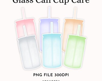 Cup Care Png, paquete de tarjetas de cuidado de copas, instrucciones de cuidado de copas imprimibles, lata de vidrio Png, tarjeta de cuidado de latas de vidrio Libbey para suministros para pequeñas empresas