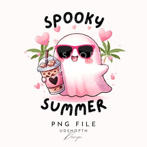 Spooky Summer Png, Cute Ghost, Summer Ghost Png, Summer Vibes Clipart, Beach Vibes, Summer Beach Vacation, Coffee Lover Sublimation Design