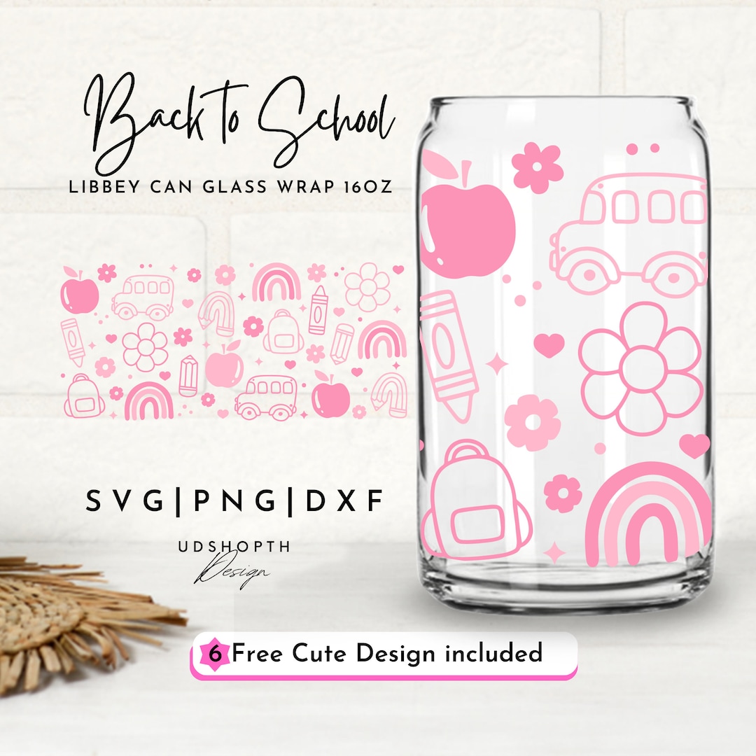 Back to School Svg, 16oz Libbey Glass Can Svg, Pencil Apple Svg ...