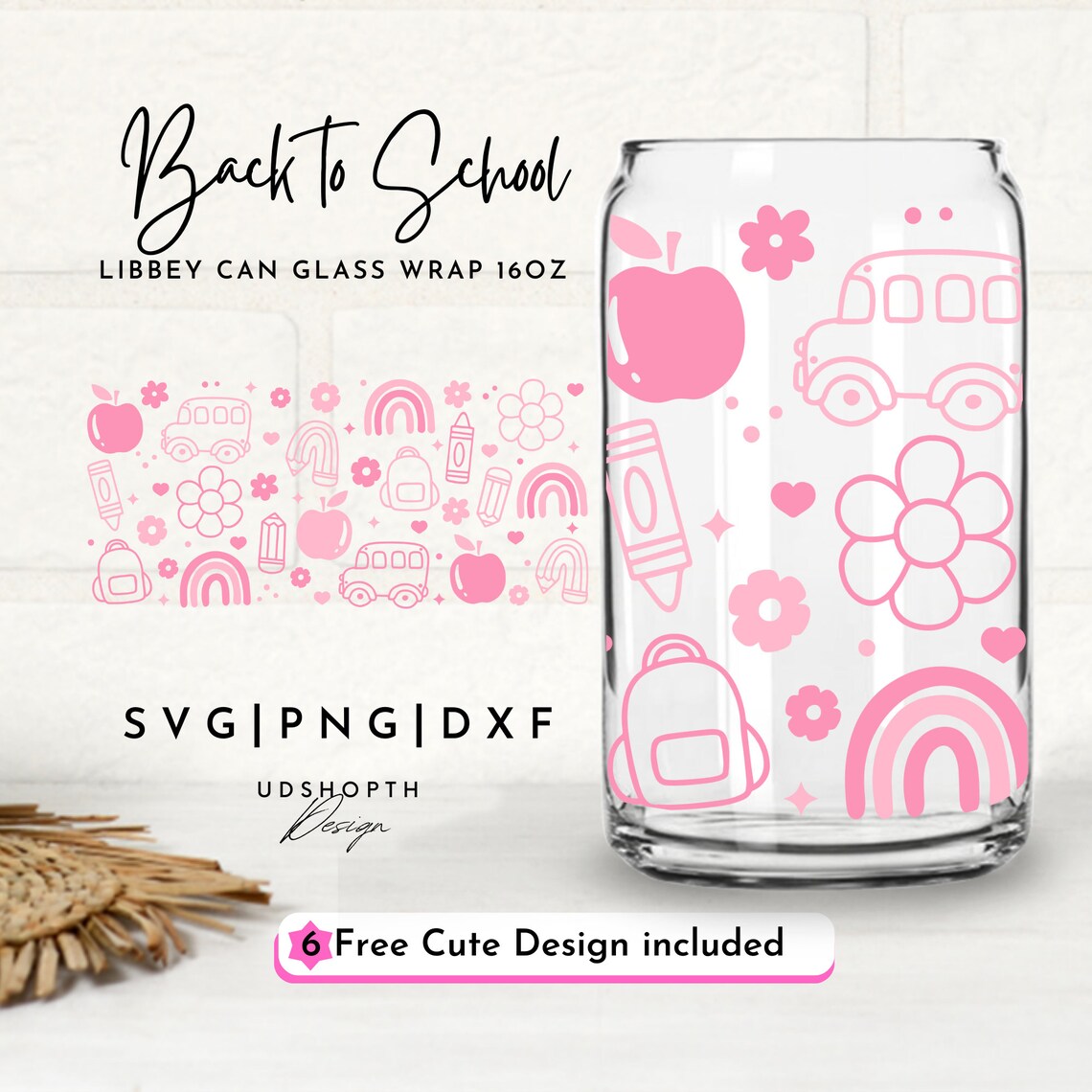 Back to School Svg, 16oz Libbey Glass Can Svg, Pencil Apple Svg ...