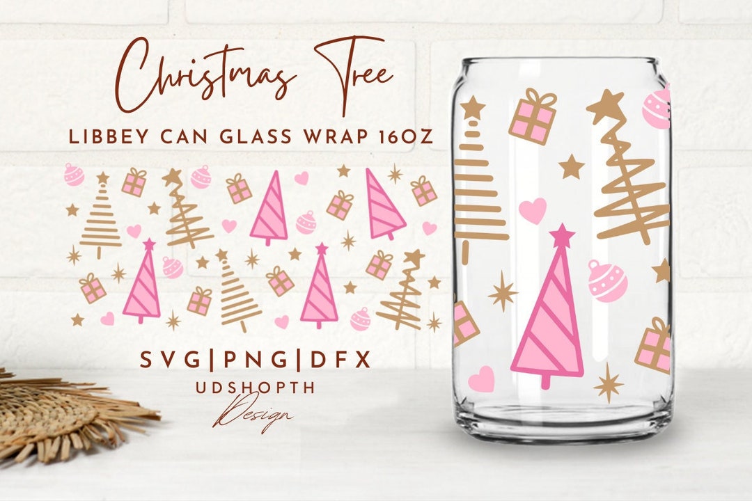 Christmas Tree Doodle Beer Can Glass Svg, 16oz Libbey Full Wrap Svg ...