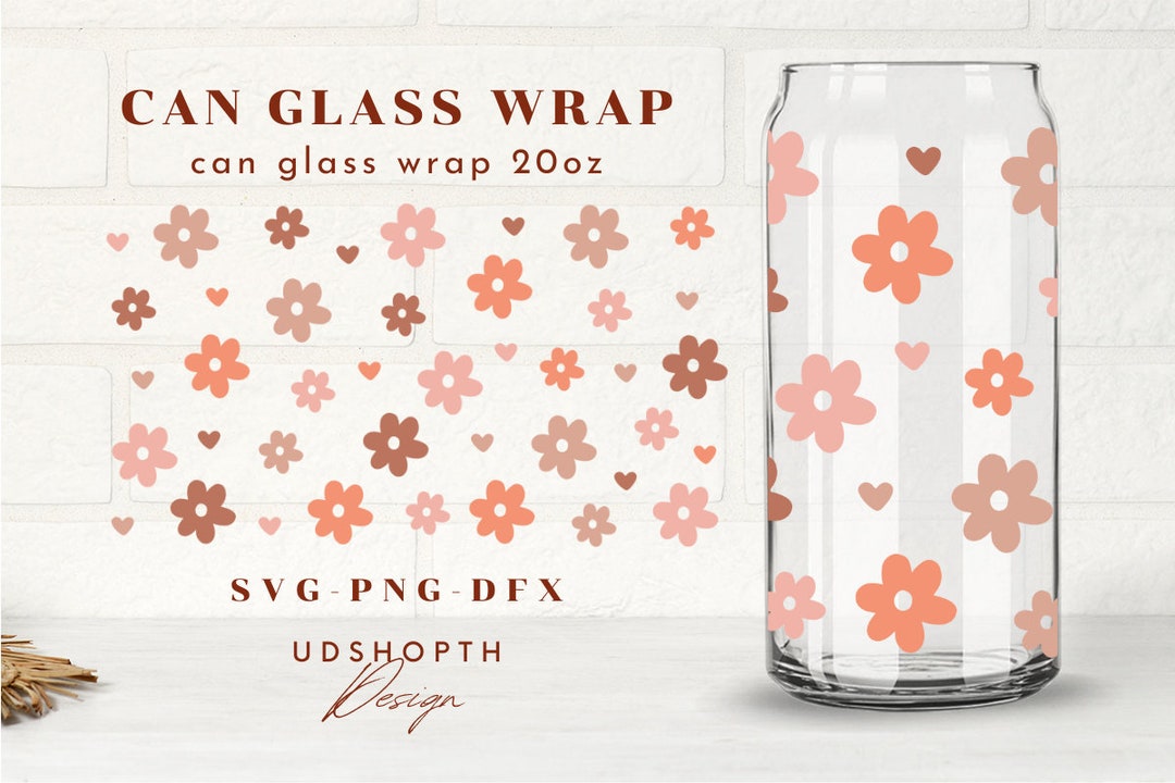 Retro Flower Svg, Groovy Flowers Svg, 20oz Libbey Can Glass Wrap Svg ...