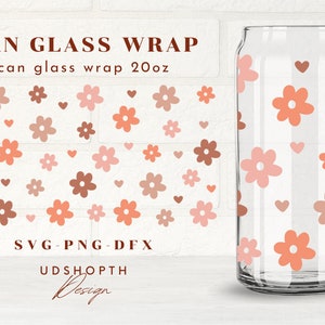 Retro Flower Svg, Groovy Flowers Svg, 20oz Libbey Can Glass Wrap Svg, Hippie Flower Svg,Flower Svg,Daisy Svg,Beer Can Glass Svg,Soda Can Svg