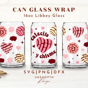 Cafecito Y Chisme Beer Can Glass Svg, 16oz Libbey Full Wrap Svg, Concha ...