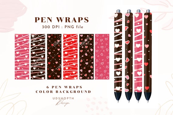 Set Of 7 Pen Warps Valentine Day Png,Classic Red And Pink Png,Pen Wraps Png,Pen Valentine Day,Epoxy Glitter Pen,Glitter Pen Wraps,PNG /JPG