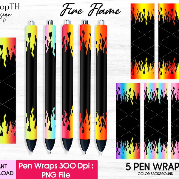 Fire Flame Pen Wrap, Burning Flame Pen Wrap, Flame Pen Wrap, Glitter Pen  png, Joy Glitter Pen, Epoxy Pen Wrap