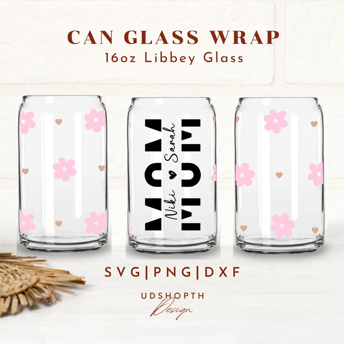 Mom Glass Can Svg, Mother's Day Libbey Glass Can Svg, 16oz Libbey Wrap ...