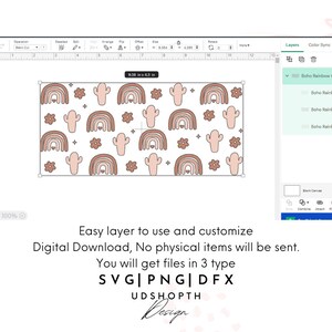 Boho Rainbow Catus Can Glass SVG, 16oz Libbey Full Wrap Svg, Boho ...