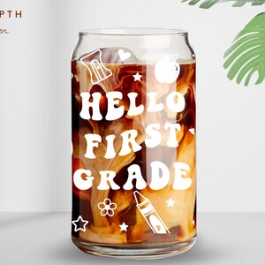 Hello Back to School SVG, 16oz Libbey Can Glass Wrap Svg, First Day of ...