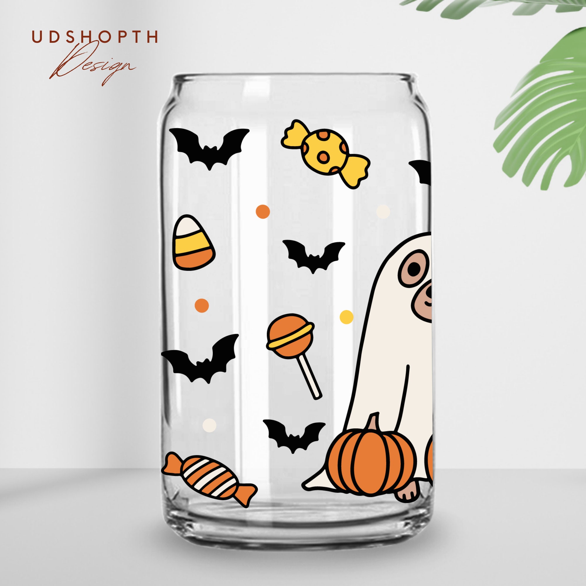 Ghost Dog and Pumpkin Svg, Halloween Dog Svg, 16oz Libbey Can Glass Svg ...