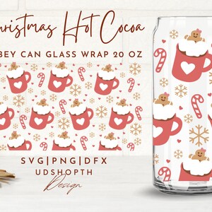 Hot Cocoa with Marshmallows Can Glass Svg,20oz Libbey Full Wrap Svg,Hot Cocoa Season,Christmas Cocoa svg,Winter Holiday Svg,Libbey Template