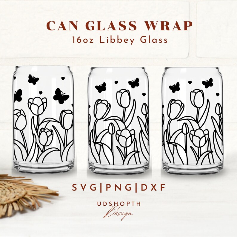 Tulip Flower 16oz Libbey Wrap Svg, Tulip Glass Can Svg, Tulip Svg ...