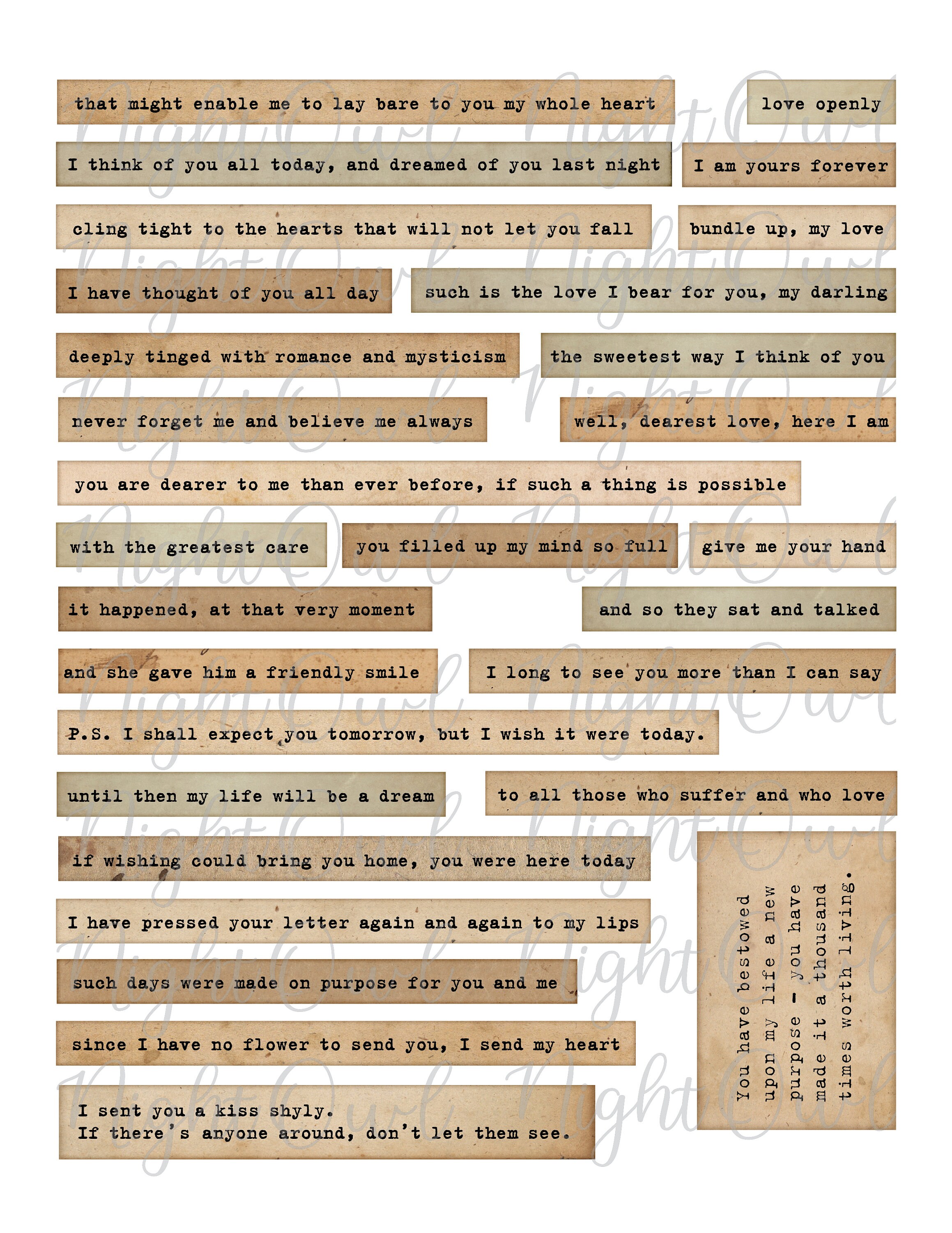 Printable Journal Phrases Passages Words Quotes Love Etsy