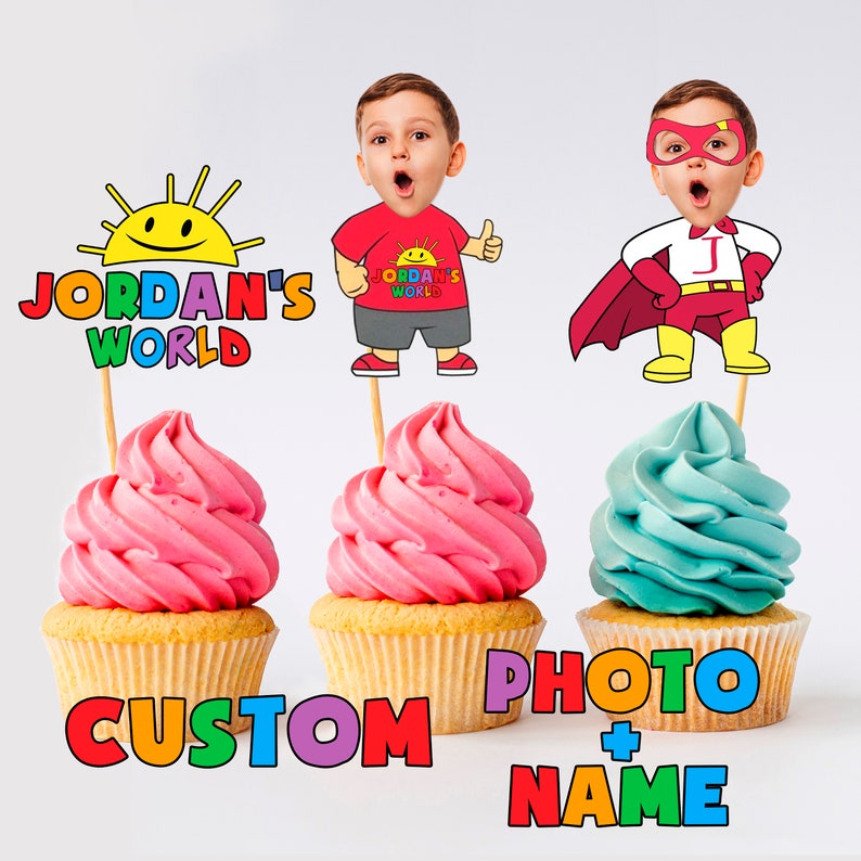 Digital Ryans World Birthday Cupcake Toppers Custom Photo - Etsy