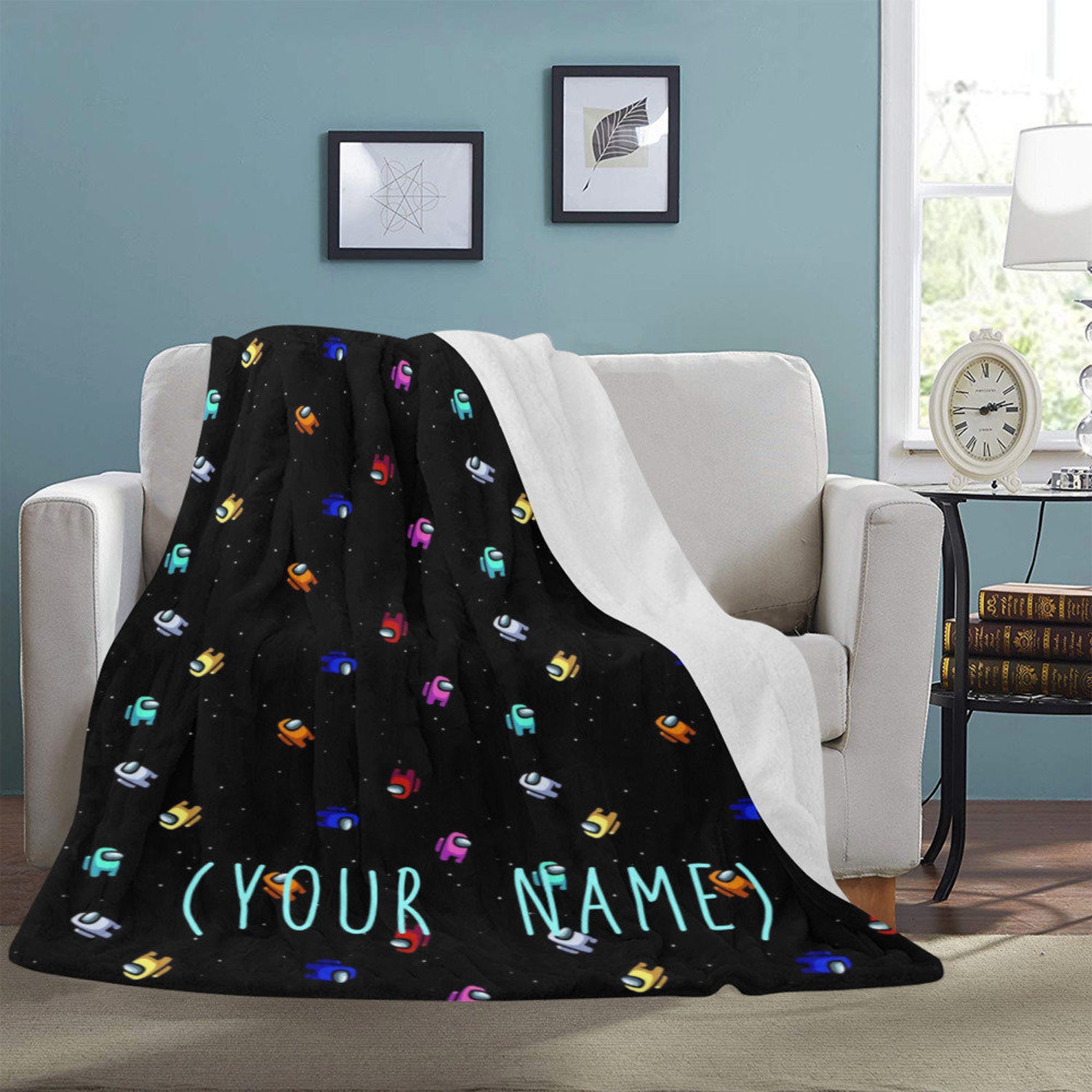 Among Us Blanket Micro Fleece Throw Custom Name Blanket Etsy