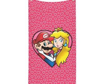 Serviette de plage Mario et Princess Peach, Serviette de plage Couples Love