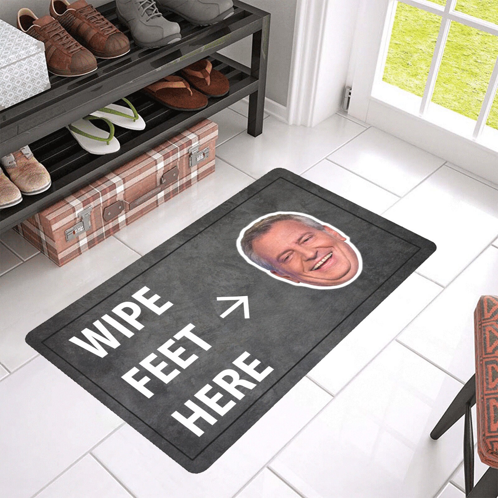 Wipe Feet Here Mat de Blasio is a Door Mat Any Face Custom Etsy