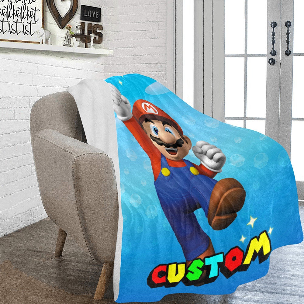 Super Mario Bros Blanket Custom Super Mario Name Blanket
