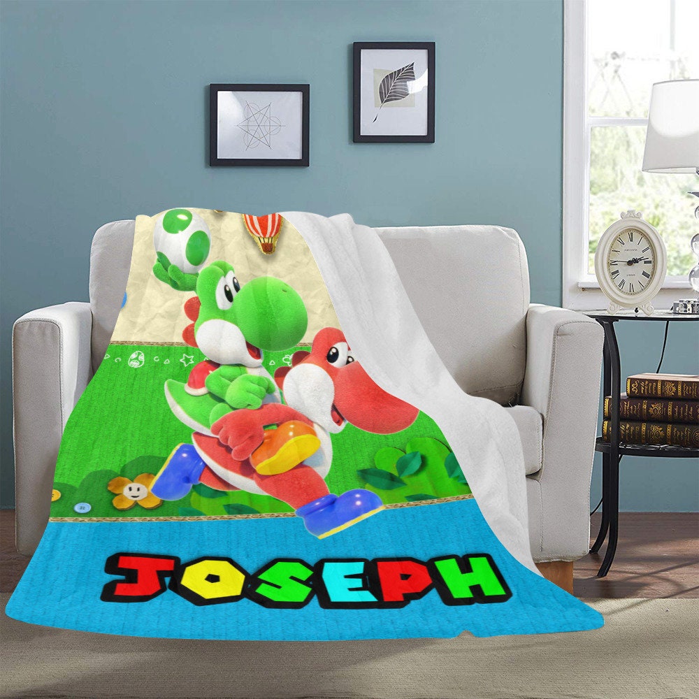 Yoshi Blanket Custom Super Mario Name Blanket Personalized Etsy