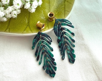 Handgemachte Palmblatt Ohr Plugs, botanische Ohr Plugs, Chirurgenstahl Plugs, Sommer Ohr Plugs, Sommer Ohr Plugs