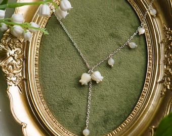 Colar de lírio-do-vale, colar de flores, presente para ela, colar de flores, colar de casamento, colar de noiva, colar para festa, presente de Natal