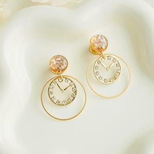 Handmade clock Ear Plugs, crushed shell Ear Plugs ,Surgical Steel Gauges,Ear Weights,ear gauges,wedding ear plug,bridal earring
