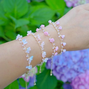 Handmade flower bracelet, hydrangea bracelet floral bracelet gift for her christmas gift