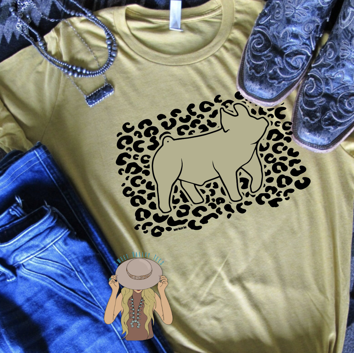 EXMIUN Women's 'This Is God's Country' Funny Cowboy Leopard Print T-Shirt – Western Graphic Tee For 4th Of July - View #6