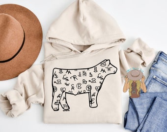 Branded Steer Hoodie - Show Steer Hoodie - Stock Show Hoodie - Livestock Hoodie - Stock Show Sweatshirt