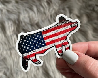 American Flag Show Pig Sticker | Show Pig Sticker | Pig Sticker | Show Hog Sticker | Stock Show Sticker | Livestock Sticker
