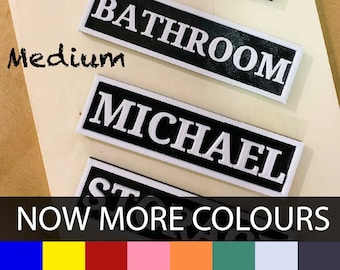 Medium Personalized Name Plate, affordable multicolour text, high contrast, 5.5 in by 1.5 in, Signs for home, Free Shipping - Magnetic back