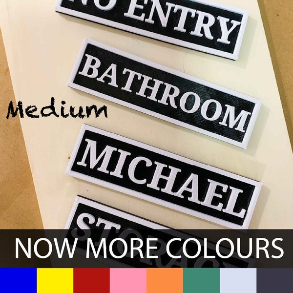 Medium Personalized Name Plate, affordable multicolour text, high contrast, 5.5 in by 1.5 in, Signs for home, Free Shipping - Magnetic back