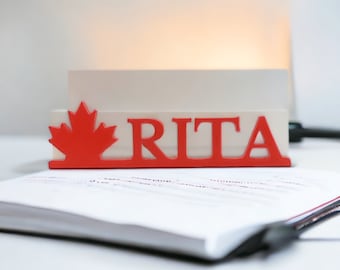 Custom Maple Leaf Desk Name Plate - Gift for Canada Day - Personalized