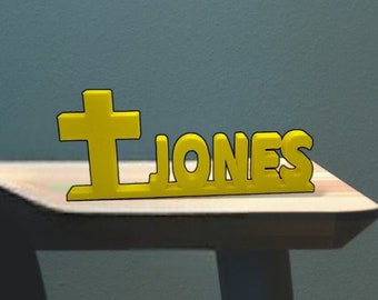 Personalized Cross Name Stand - Gift for Pastor and Church Friends - Custom Text and Colours