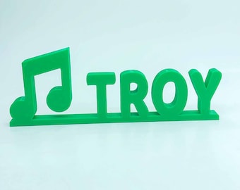 Personalized Music Note Name Stand - Gift for musicians and music lovers - Custom Text and Colours