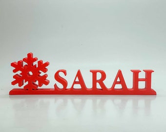 Personalized Christmas Snow Flake Name Stand - Gift/Decoration during the holidays - Custom Text and Colours