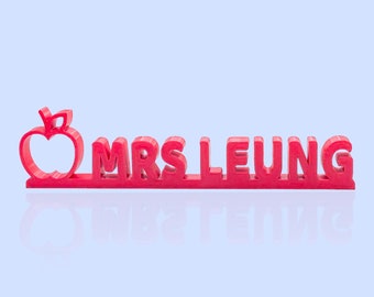 Personalized Apple Name Stand - Gift for Teachers - Custom Text and Colours