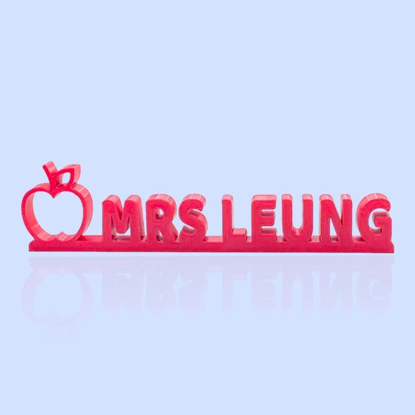 Personalized Apple Name Stand - Gift for Teachers - Custom Text and Colours - Free Shipping in Canada